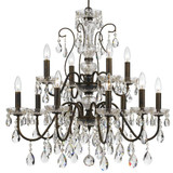 Butler Chandelier - English Bronze, Swarovski Strass Crystal 29"H