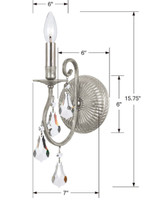 Ashton Wall Sconce - Olde Silver, Swarovski Strass Crystal 12.5"H