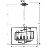 Capri Chandelier - Raw Steel 17"H