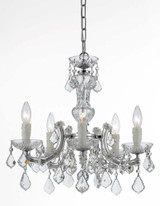 Maria Theresa 5 Light Chandelier - Polished Chrome, Hand Cut Crystal