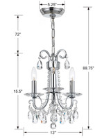 Othello Mini Chandelier - Polished Chrome, Swarovski Strass Crystal 15.5"H