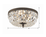 Ceiling Mount 3 Light Flush Mount - English Bronze, Clear Italian 6.5"H, Crystorama (712-EB-CL-I 2GWZR)