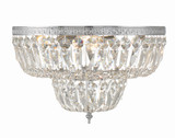 Ceiling Mount Flush Mount - Polished Chrome, Hand Cut Crystal 12"H