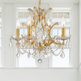 Filmore Mini Chandelier - Antique Gold, Hand Cut Crystal 15"H