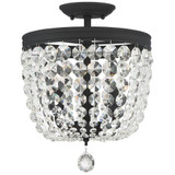 Archer Semi Flush Mount - Black Forged, Swarovski Spectra Crystal 14.5"H