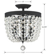 Archer Semi Flush Mount - Black Forged, Swarovski Spectra Crystal 14.5"H