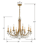 Bridgehampton Chandelier - Antique Gold, Swarovski Spectra Crystal 29"H
