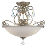 Ashton Semi Flush Mount - Olde Silver, Hand Cut Crystal 16.25"H