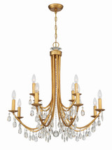 Bridgehampton Chandelier - Antique Gold, Hand Cut Crystal 30.75"H