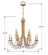 Bridgehampton Chandelier - Antique Gold, Swarovski Spectra Crystal 30.75"H