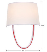 Stella Wall Sconce - Polished Chrome, Red Cord 13.5"H
