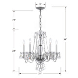 Traditional Crystal Chandelier - Polished Chrome, Hand Cut Crystal 22"H