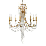 Arcadia Chandelier - Antique Gold, Hand Cut Crystal 36.25"H