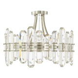 Bolton Semi Flush Mount - Polished Nickel, Faceted Crystal Elements 15.75"H
