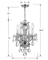 Traditional Crystal Mini Chandelier - Polished Chrome, Swarovski Spectra Crystal 15"H
