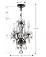 Traditional Crystal Mini Chandelier - English Bronze, Swarovski Spectra Crystal 15"H