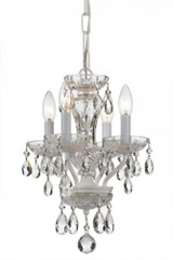 Traditional Crystal Mini Chandelier - Wet White, Hand Cut Crystal 15"H