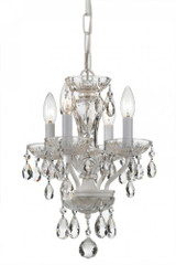 Traditional Crystal Mini Chandelier - Wet White, Swarovski Strass Crystal 15"H