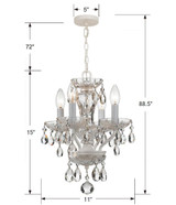 Traditional Crystal Mini Chandelier - Wet White, Swarovski Strass Crystal 15"H