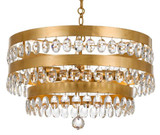 Perla 5 Light Chandelier - Antique Gold, Clear Faceted Cut Crystal 14.25"H