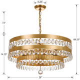 Perla 6 Light Chandelier - Antique Gold, Clear Faceted Cut Crystal 14.25"H