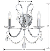 Othello Wall Sconce - Polished Chrome, Hand Cut Crystal 16"H