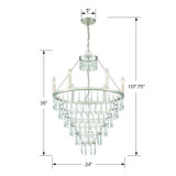 Lucille Chandelier - Antique Silver, Hand Cut Crystal 35"H