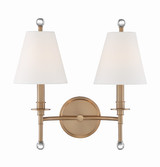 Riverdale 2 Light Wall Sconce - Aged Brass, Glass 14.5"H
