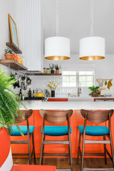 Alston Chandelier - Matte White, Antique Gold 16.5"H