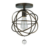 Solaris Semi Flush Mount - English Bronze, Clear Glass Drops 13"H