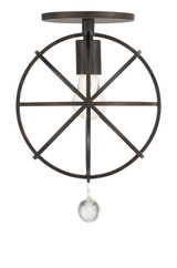 Solaris Semi Flush Mount - English Bronze, Clear Glass Drops 13"H