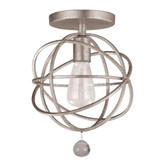 Solaris Semi Flush Mount - Olde Silver, Clear Glass Drops 13"H