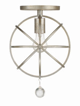 Solaris Semi Flush Mount - Olde Silver, Clear Glass Drops 13"H