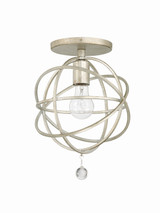 Solaris Semi Flush Mount - Olde Silver, Clear Glass Drops 13"H