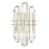 Bolton Wall Sconce - Polished Nickel, Faceted Crystal Elements 13.5"H