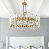 Bolton Chandelier - Aged Brass, Faceted Crystal Elements 28.25"H
