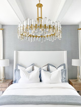 Bolton Chandelier - Aged Brass, Faceted Crystal Elements 28.25"H