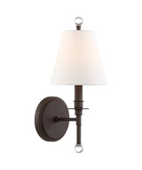 Riverdale 1 Light Wall Sconce - Dark Bronze, Glass 14.5"H