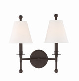 Riverdale 2 Light Wall Sconce - Dark Bronze, Glass 14.5"H