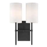 Veronica 2 Light Wall Sconce - Black Forged 16.5"H