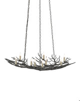 Rainforest Bronze Small Chandelier, 3-Light, Rustic Bronze, 34.5"W, Currey and Company 9000-0555