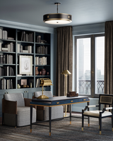 Huntsman Pendant, 4-Light, Satin Black, Antique Brass, White, 24.5"W, Currey and Company (9000-0171 KLRL)