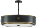 Huntsman Pendant, 4-Light, Satin Black, Antique Brass, White, 24.5"W, Currey and Company (9000-0171 KLRL)