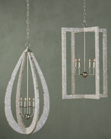 Arietta Chandelier, 6-Light, Mother of Pearl, Contemporary Silver, 22"W, Currey and Company (9000-0575 RL4P)