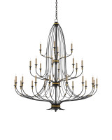 Folgate Grande Chandelier, 8-Light, French Black, Gold Leaf, 56.5"W, Currey and Company (9000-0213 KLTX)
