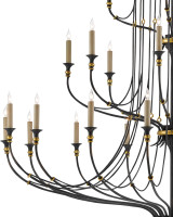 Folgate Grande Chandelier, 8-Light, French Black, Gold Leaf, 56.5"W, Currey and Company (9000-0213 KLTX)