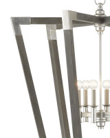 Bastian Large Chandelier, 8-Light, Chateau Gray, Contemporary Silver Leaf, 37.25"W, Currey and Company 9000-0606