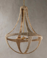 Ibiza Chandelier, 4-Light, Natural, Dark Contemporary Gold Leaf, 28"W, Currey and Company (9000-0385 NLG7)