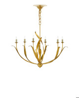 Menefee Chandelier, 1-Light, Antique Gold Leaf, 32"W, Currey and Company 9000-0444