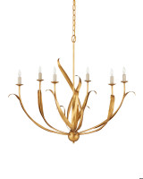 Menefee Chandelier, 1-Light, Antique Gold Leaf, 32"W, Currey and Company 9000-0444